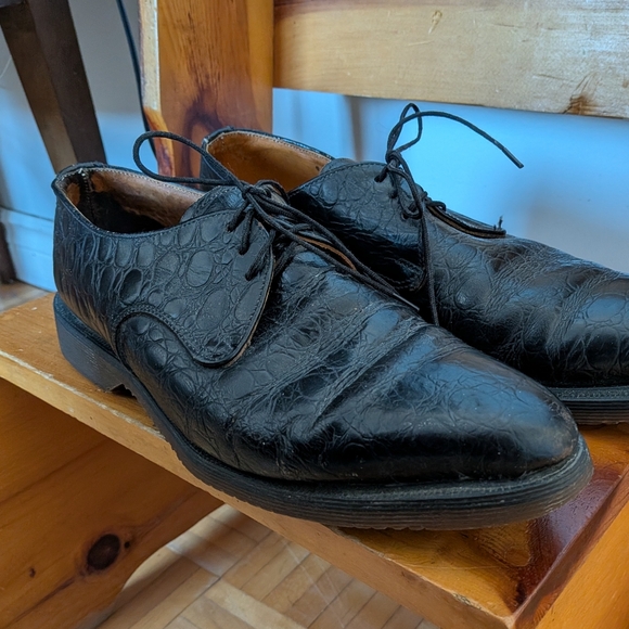 Made in England Vintage 80s Dr Marten Leather Croc Embossed Pointed Toe - Picture 3 of 5